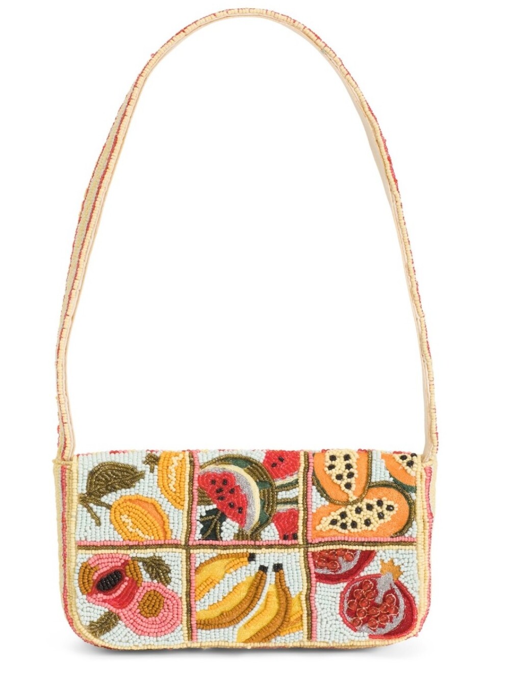 Viral Fruits Beaded Shoulder Bag Lemon Banana Watermelon NWT Striped TJ Maxx